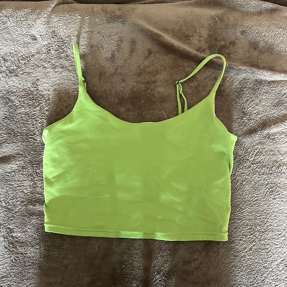 Athletic green sports bra crop top